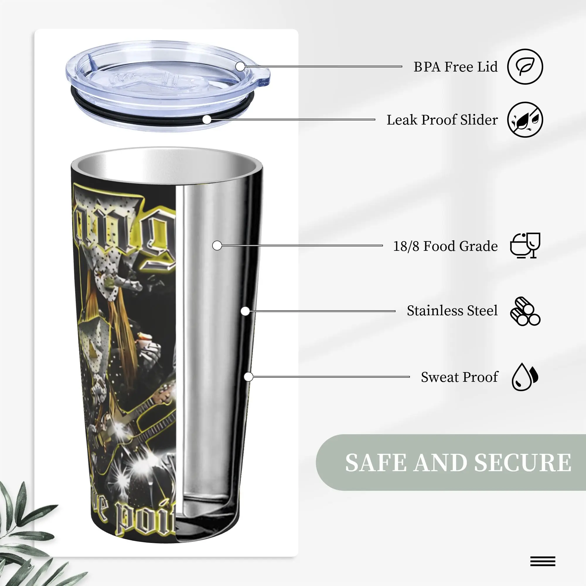 Фото Термокружка Angine De Poitrine Tumbler с вакуумной изоляцией, крышкой и соломинкой, для путешествий и активного отдыха, 20 унций №3