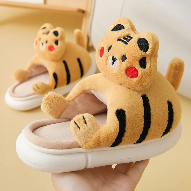 Cuddly Hug Tiger Slipper for Women Winter Plush Warm Female Home Fuzzy Shoes Slides Cute Cuddle Cat Woman House Cotton Slippers