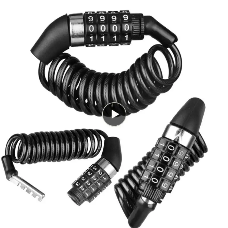 

Abrasion Resistant 4-position Lock Anti-theft Black Bike Code Lock Protable Cipher Trunk Wire Rope Chain Anti-prying