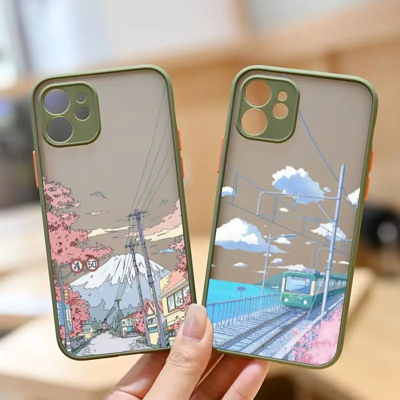 

Landscape Illustration Aesthetic Phone Case matte transparent For iphone 11 12 13 6 s 7 8 plus mini x xs xr pro max cover