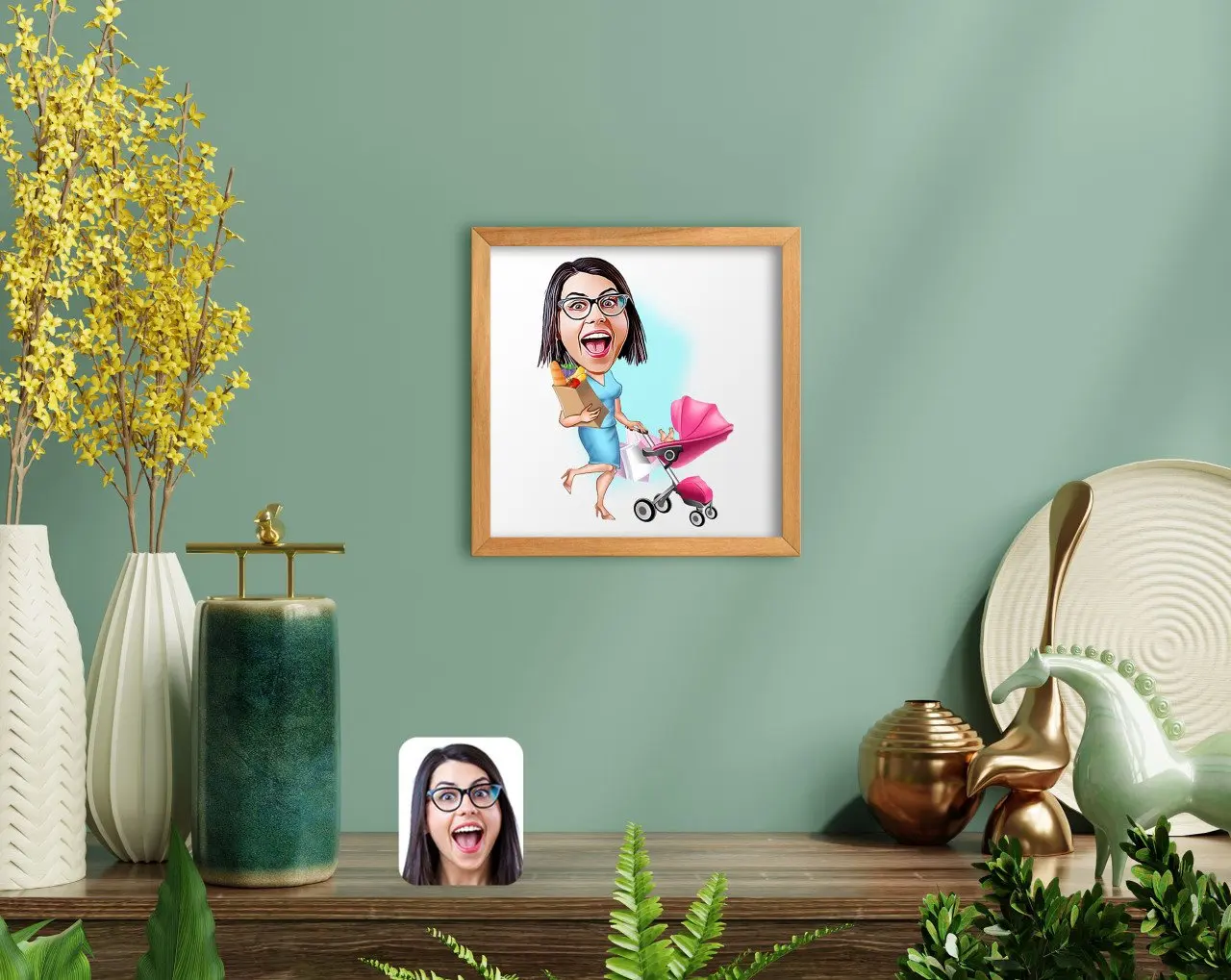 

BK Home Housewife Mother Caricature Of Handmade Wood Framed Tablo-1