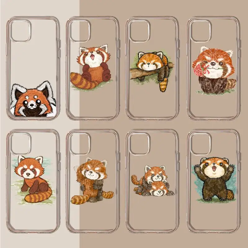 

red panda cute cartoon art Phone Case Transparent soft For iphone 11 13 12 14 x xs xr pro max mini plus