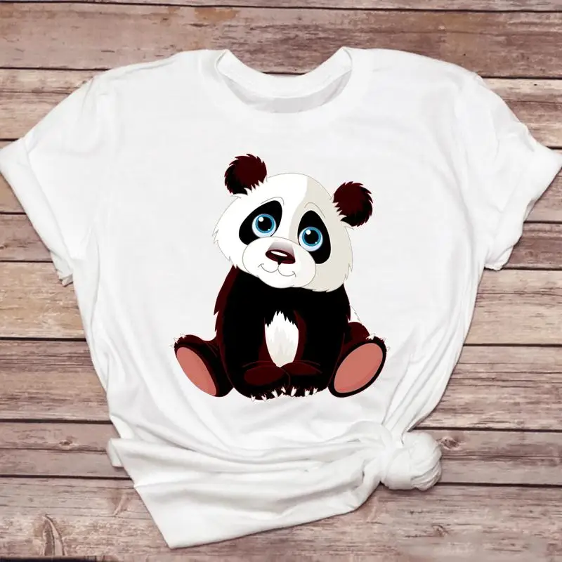 

Футболка женская летняя с коротким рукавом и принтом панды