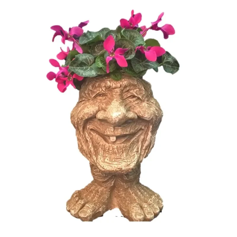 

in. Great Grandpa Face Garden Statue Planter Holds 4 in. Pot