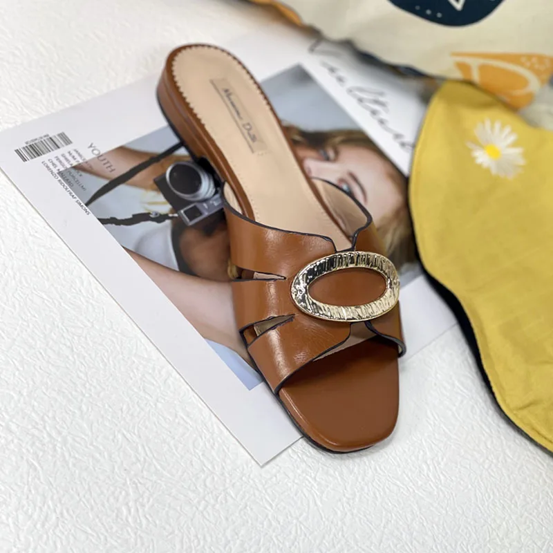 Кожаные тапочки женская повседневная обувь |