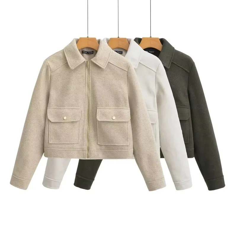 Куртка TRAF ZR Женская шерстяная верхняя одежда модные городские пальто элегантное