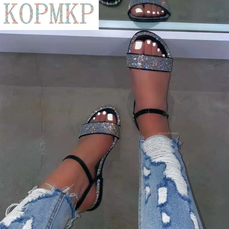 

Gladiator Women Sandals Crystal Fashion Summer Shoes Flat Non Slip Beach Femme Zapatos Deportivos Para Mujer Sapatos Femininos