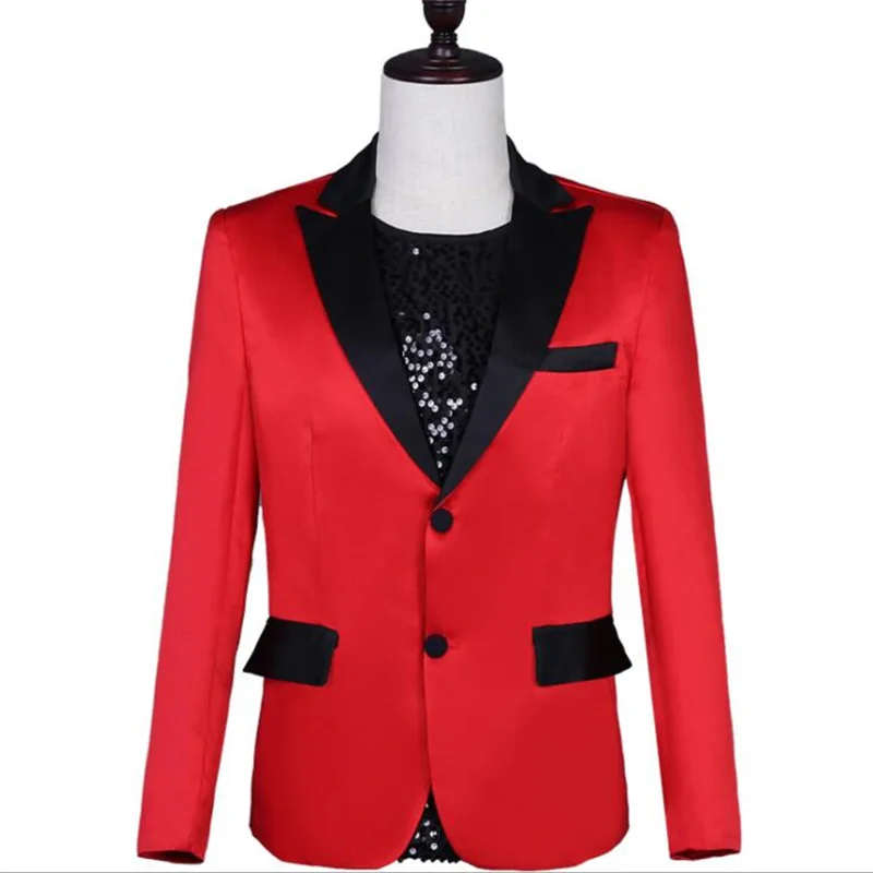 Singers korean blazer men red suits designs jacket mens stage costumes clothes dance star style dress punk rock masculino homme