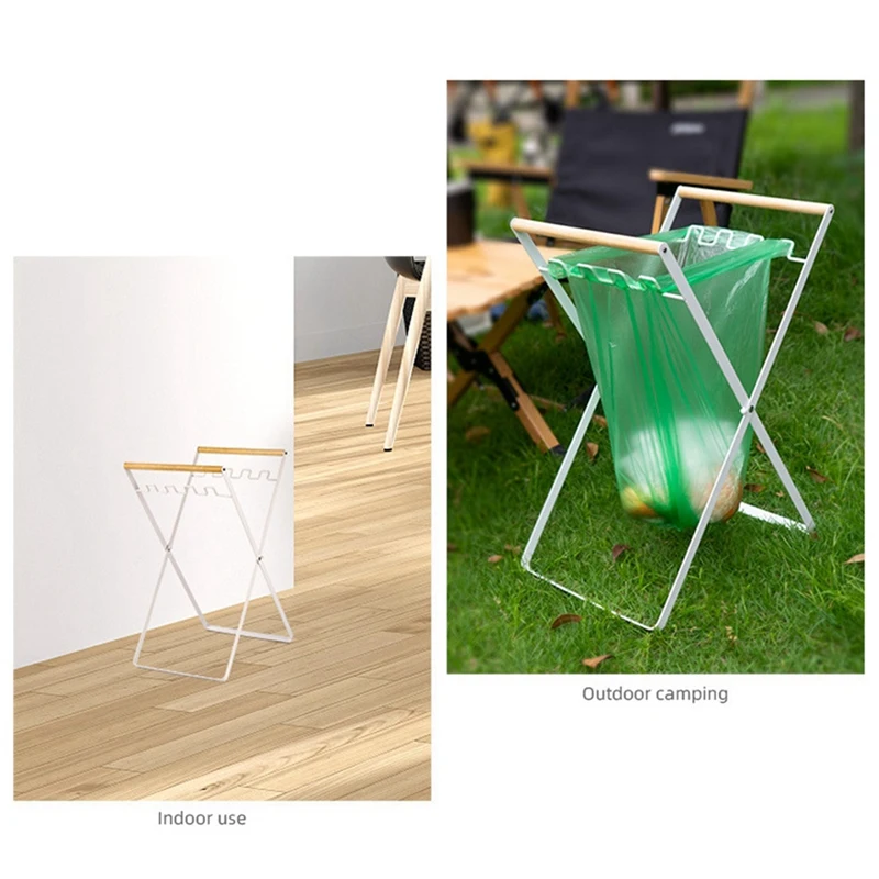 Держатель для мусорного пакета с деревянной ручкой портативный кухонный стеллаж