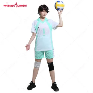 Unisex Haikyuu!! Aobajohsai High Oikawa Toru Number 1 Volleyball Uniform Cosplay Costume with Knee Pads