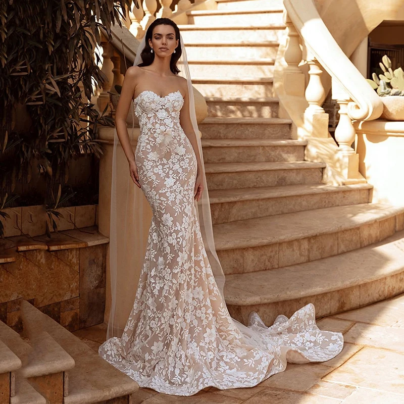 Элегантное свадебное платье с юбкой-годе женское в стиле бохо для выпускного