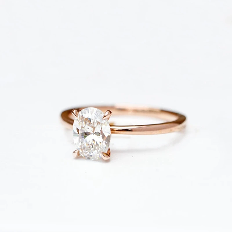 Хелон 18К 14К 10К розовое золото 1 карат овального кроя 5x7 мм моиссанитовое обручальное кольцо для женщин бриллиантовая свадебная оправа подарок для невесты изысканное ювелирное изделие.