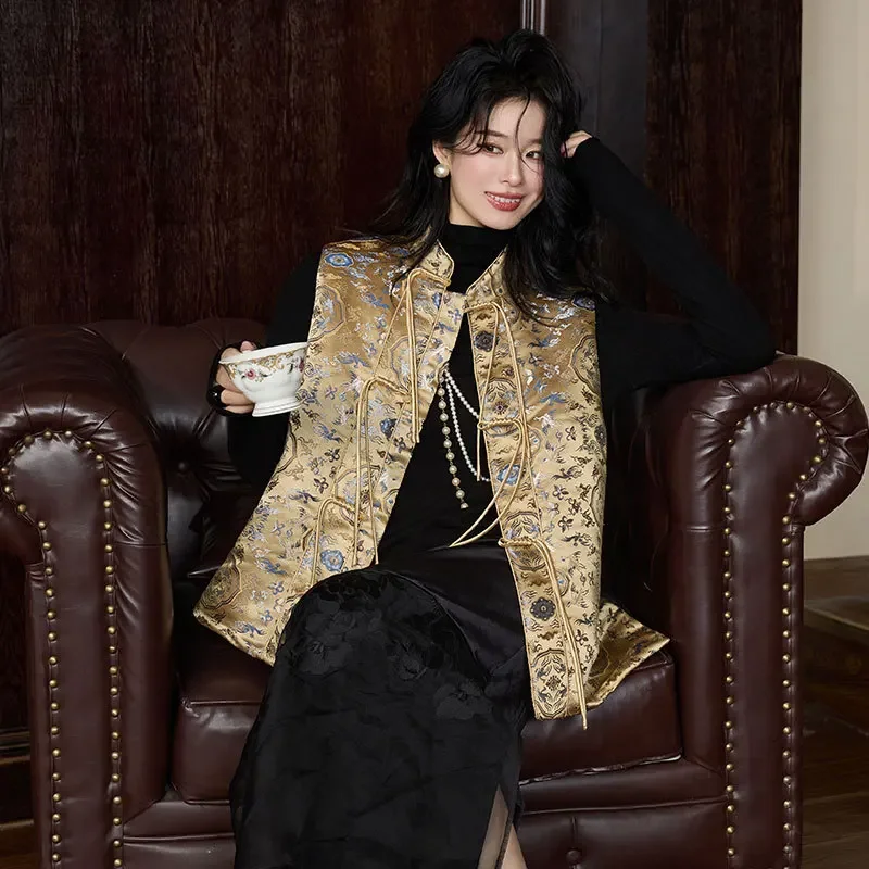 Осень/зима новый стиль жилет китайской национальности песня Цзян жаккардовый