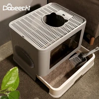cat litter box top entrance fully enclosed foldable drawer type deodorant rubbing design including plastic spoon cat supplies