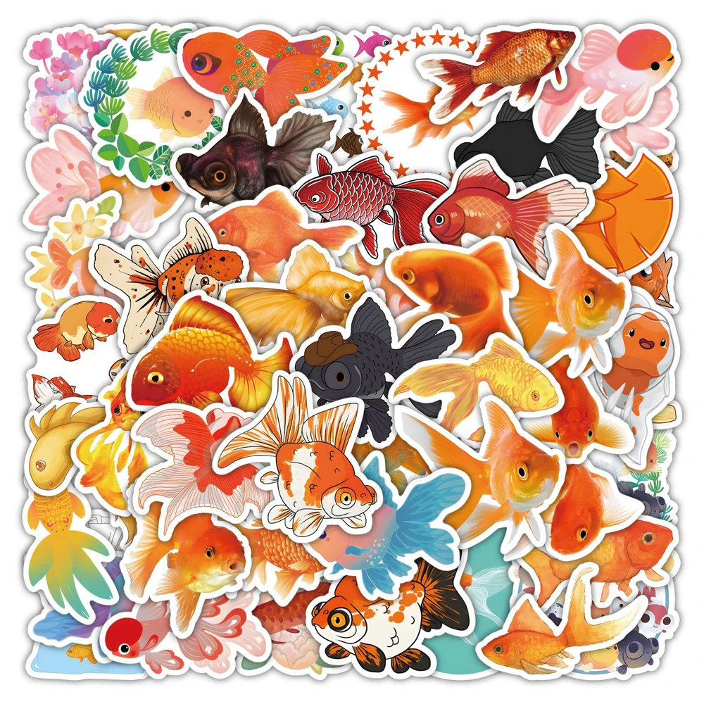 

10/30/50pcs/pack Cartoon Goldfish Waterproof Stickers For Notebook Computer Mobile phone Suitcase Guitar Cars Laptop luggage DIY