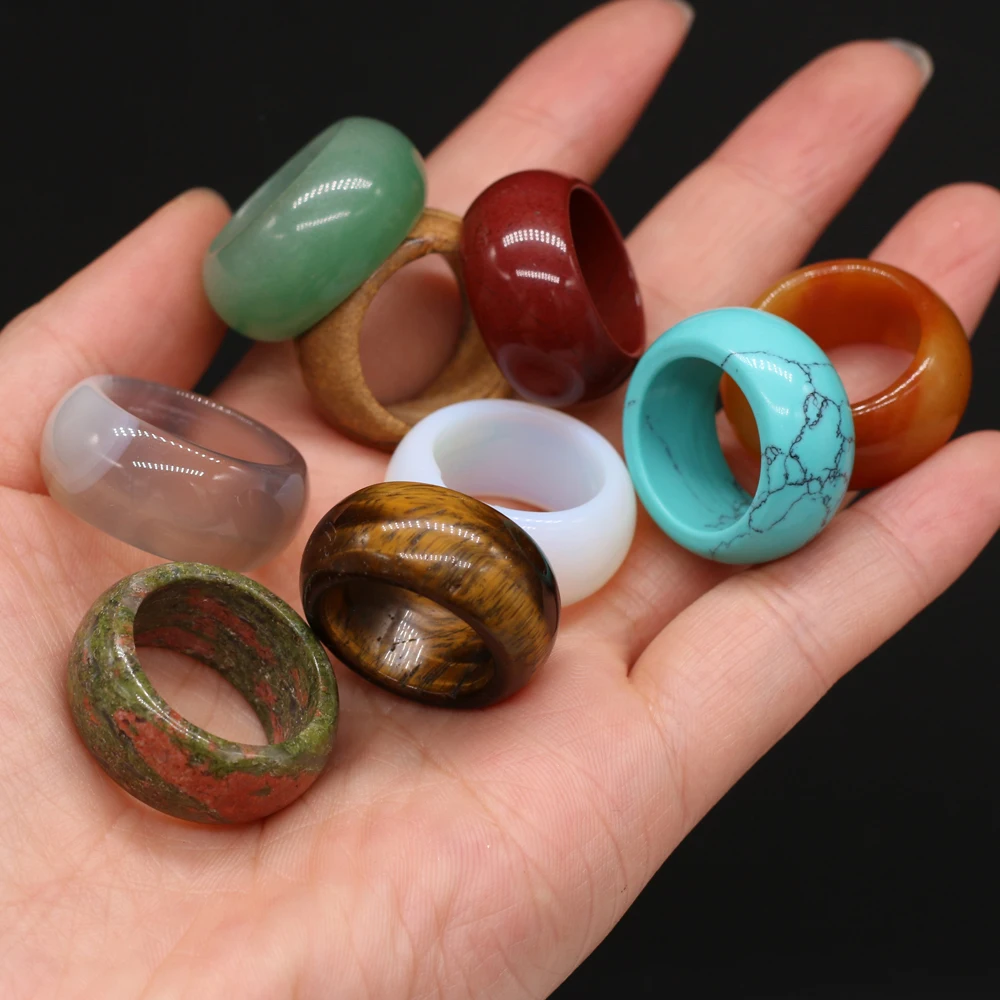 

Женские кольца из полудрагоценного камня, ширина 15 мм, диаметр 20 мм, 2 шт.