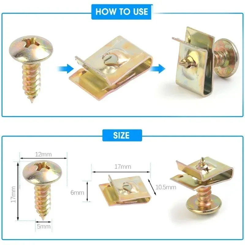 100/10 комплектов металлических винтов с резьбой зажимы U-образного типа