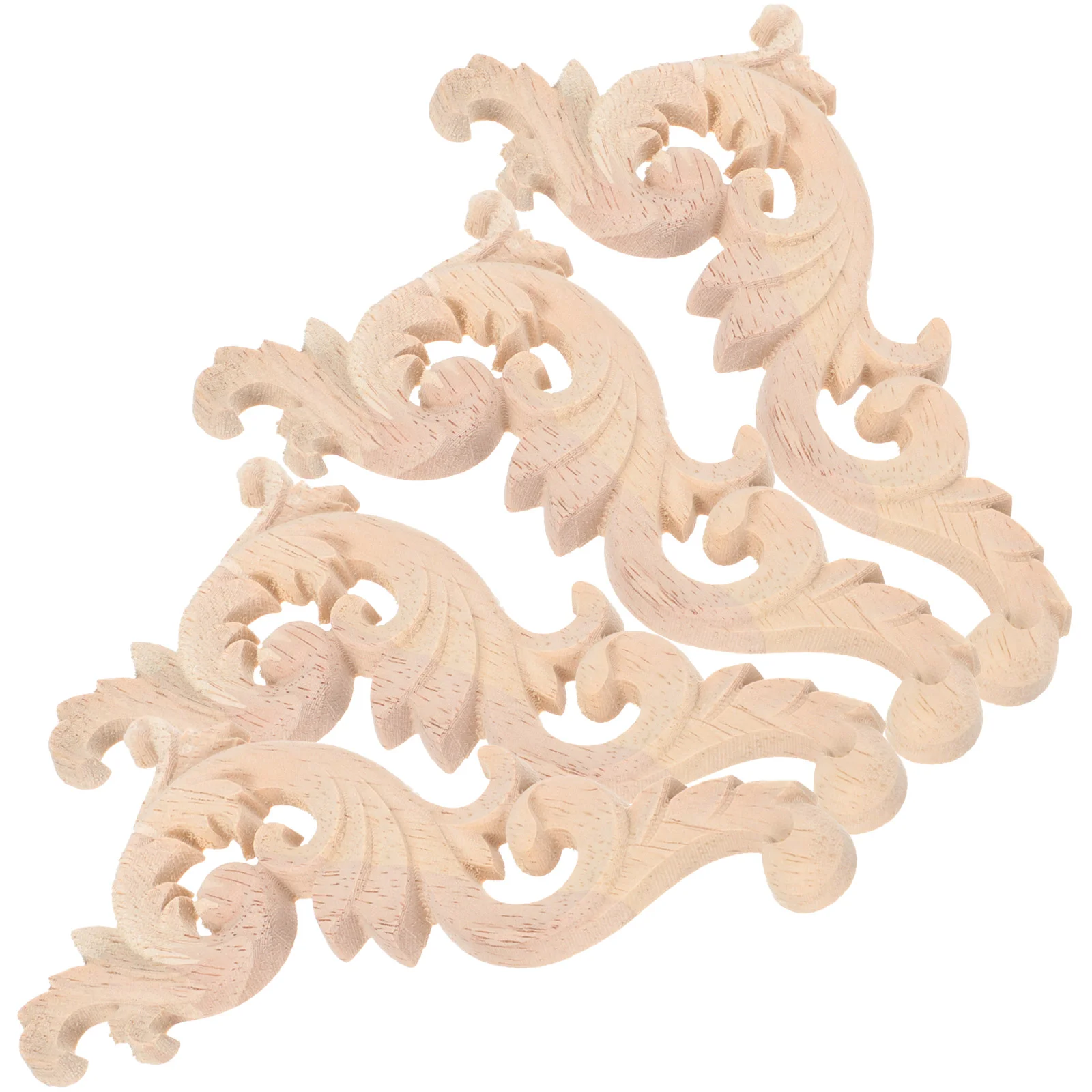 

4 Pcs Furniture Decals Floral Onlay Decorative Corner Brackets Rose Carved Applique Cabinet Wooden Carving Home Decoration