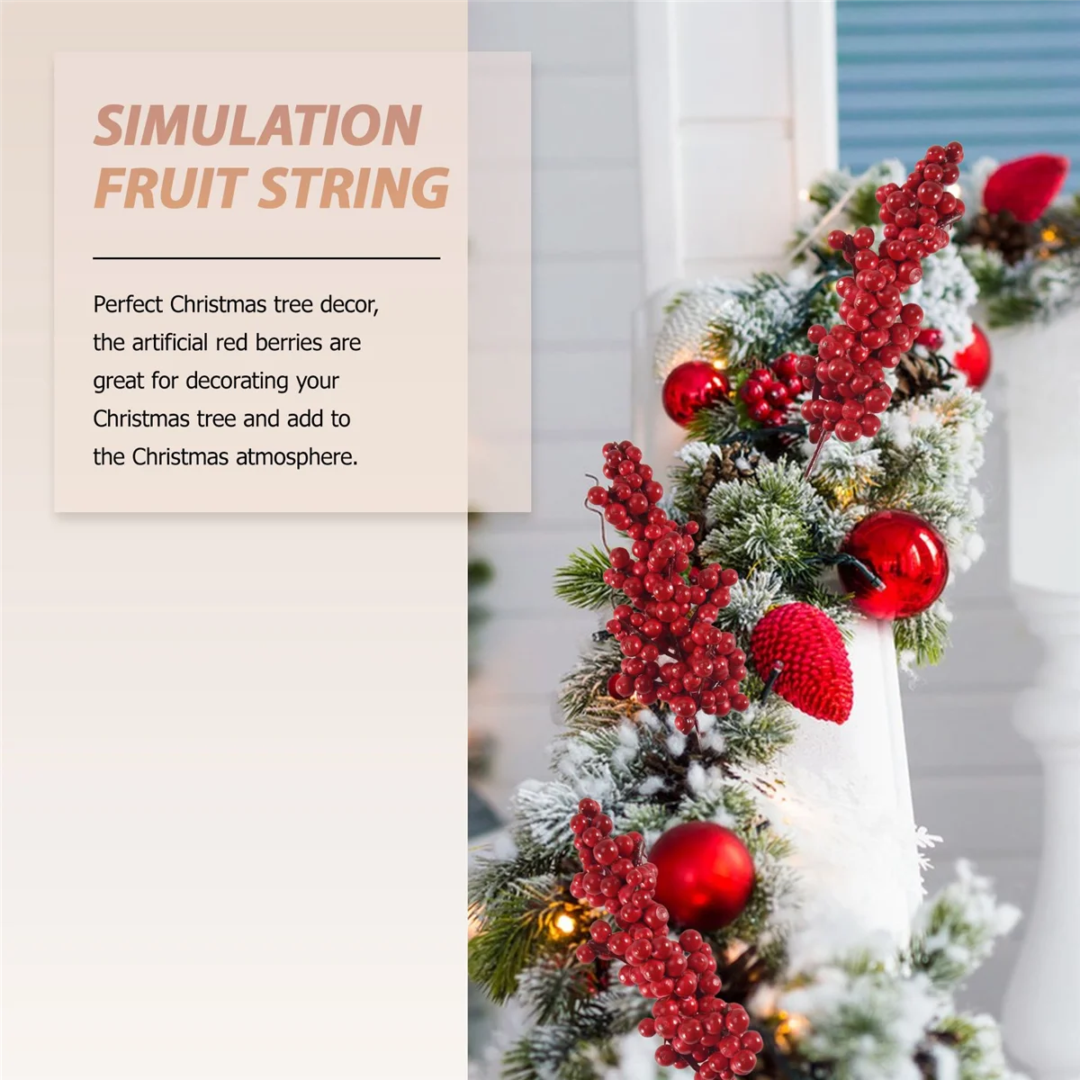 10 шт. искусственные красные ягоды декоративные ветки с красными ягодами осенние