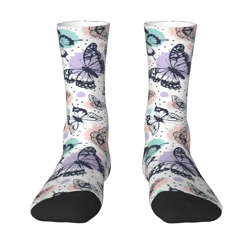 

Butterfly Collage Art Dress Socks for Men Women Warm Fashion Novelty Crew Socks