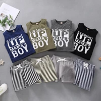 2pcs newborn baby boy outfits letter sleeveless vest striped print shorts set infant toddler children summer clothing sets 0 3t