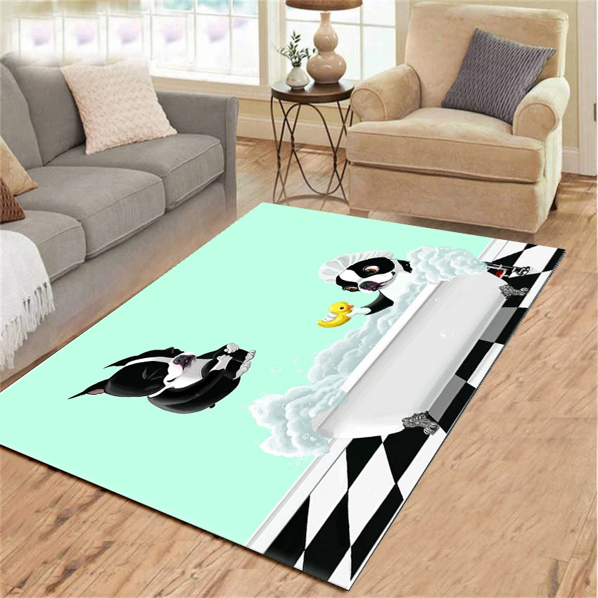 

new cute Animal Dog printed Carpet Rugs Home Decor Soft Flannel Girls Bedroom Mat Baby Play Crawl Carpets For Living Room