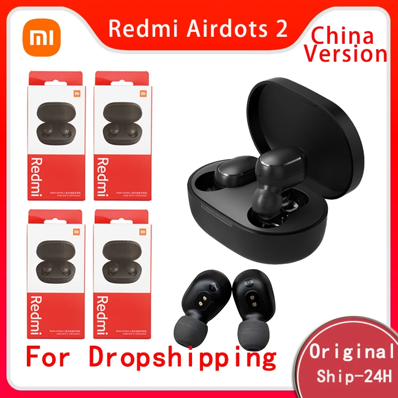 

Оптовая продажа, 2-10 шт., оригинальные беспроводные наушники Xiaomi redmi airdots 2, Bluetooth-управление, игровая гарнитура, Спортивная гарнитура