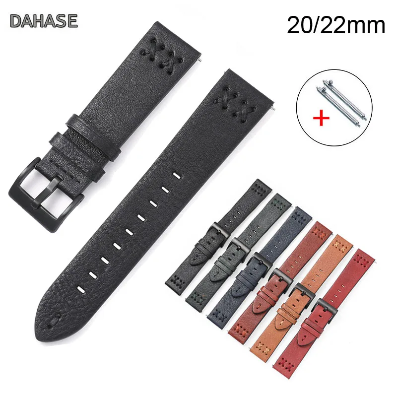 

Genuine Leather Watch Strap 20mm 22mm Watch Band w Quick Release Pin Wrist Bracelet For Huawei watch GT 2e Garmin vivoactive