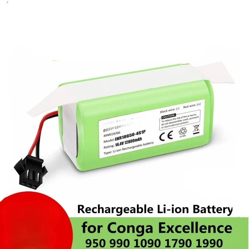 

4S1P 14.4V 12800mAh Li-ion Battery for Conga Excellence 990 1090 Ecovacs Deebot N79S N79 DN622 Eufy Robovac 11 11S 12 35C X500