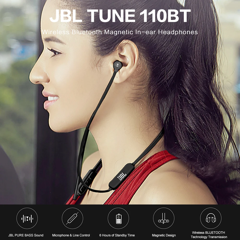 TUNE T110BT Wireless Bluetooth Headphones Magnetic Sports Headset Music Earphones enlarge