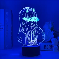 anime darling in the franxx zero two 3d night light usb colorful remote control touch led table lamp bedroom decor for kid