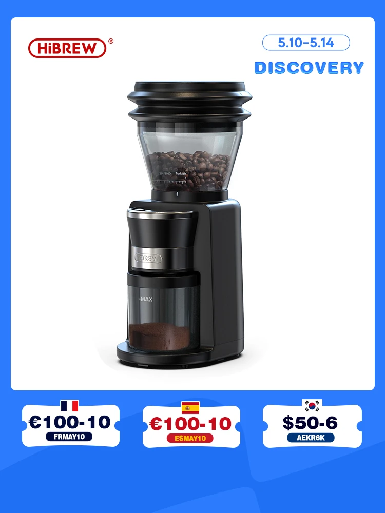HiBREW Automatic Burr Mill Electric Coffee Grinder with 34 G