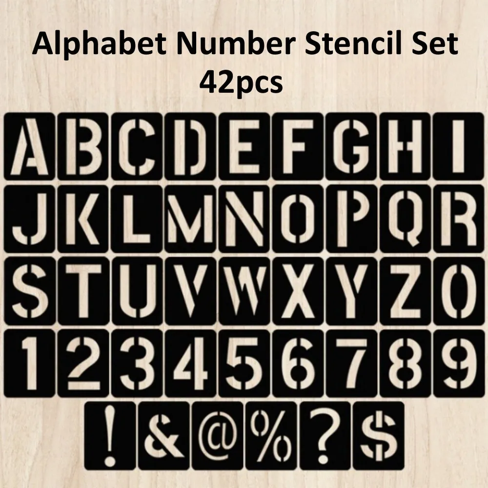 

42pcs Alphabet Number Stencil Set DIY Craft Layering Stencils Painting Scrapbooking Stamping Embossing Album Paper Card Template