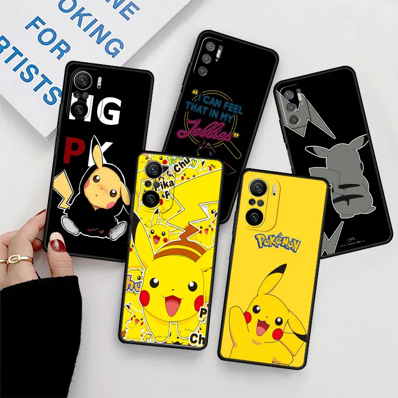 

Case For Xiaomi Redmi Note 11 12 10 9 Pro 11S 12S 10S 9S 8 Luxury Black Soft Phone Cover Silicone Funda Hot Pokemon Pikachu Capa