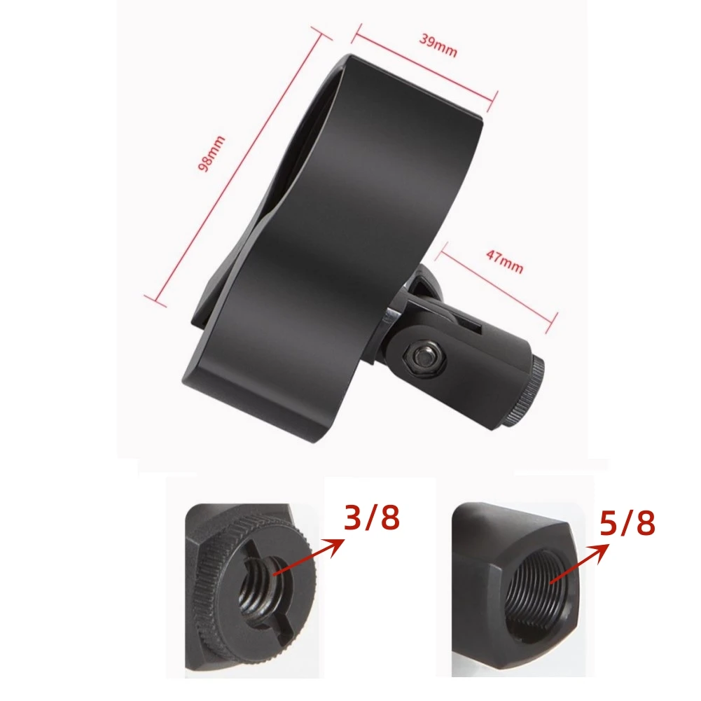 

Clamp Microphone Clip Large Conferences Flexible For 3.2-6.8CM Mic Large With 3/8 Adapter 180° Rotation Brand New