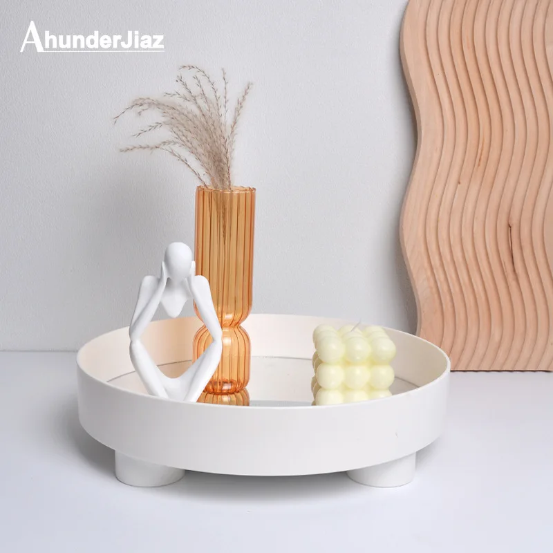 

Nordic Plastic Acrylic Round Storage Tray Tea Food Dishes Drink Platter Jewelry Sundries Decorative Tray Desktop Home Decor