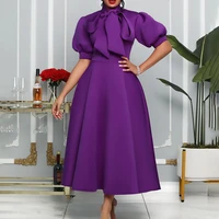 s 3xl long summer dress african dresses for women 2022 elegant bow tie abaya robe longue femme casual vestidos