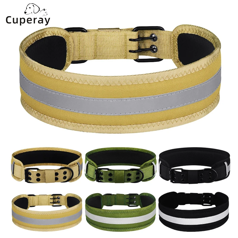 

Ошейник для собак среднего и большого размера тактический, ошейник из нейлона с двумя пуговицами для тренировок собак