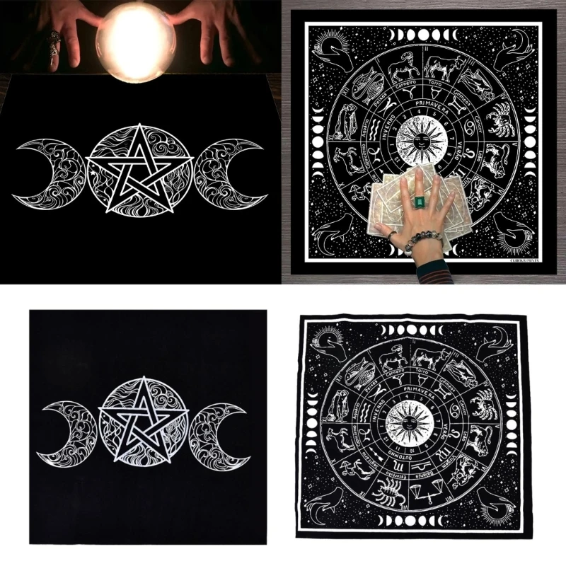 

Square Shape Pendulum Divination Altar Tablecloth Board Game Tarot Pad Rune Table Cloth Astrology Oracles Board Game Mat