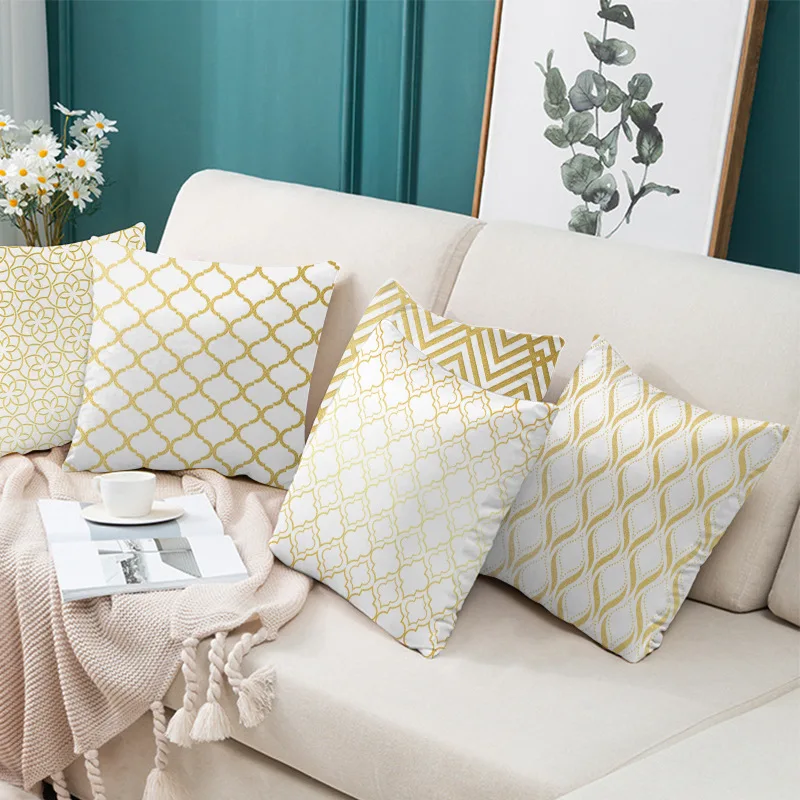 

45x45cm Stamping Gold Cushion Cover Decor Sofa Cushion Case Bed Pillow Cover Home Decor Car Cushion Cover Pink Girl Pillow Case