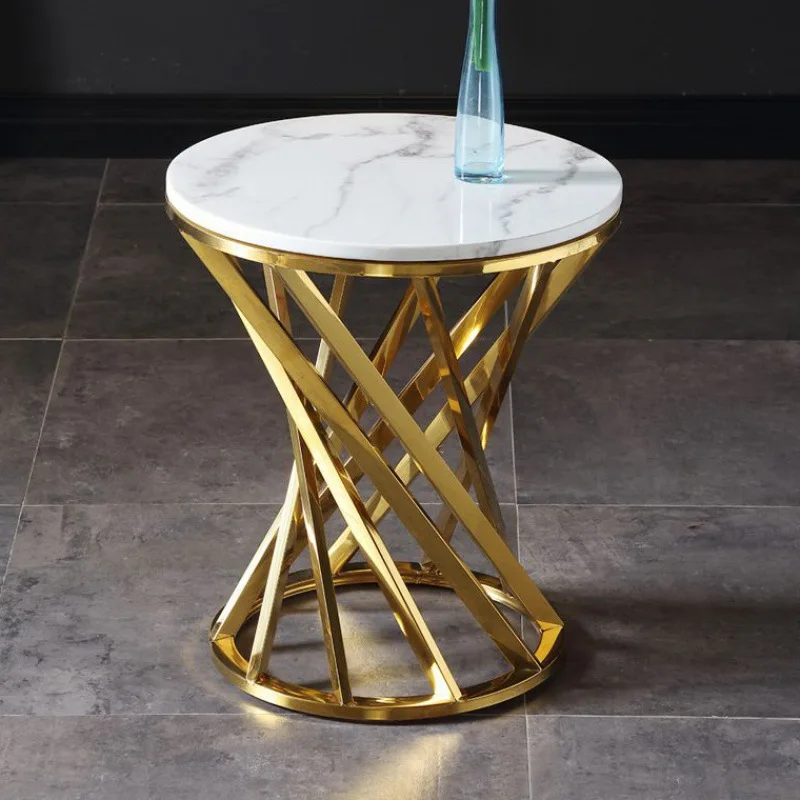 

Creative Marble Sofa Side Table Living Room Coffee Table Stainless Steel Frame Center Table Home Furniture Simple End Tables
