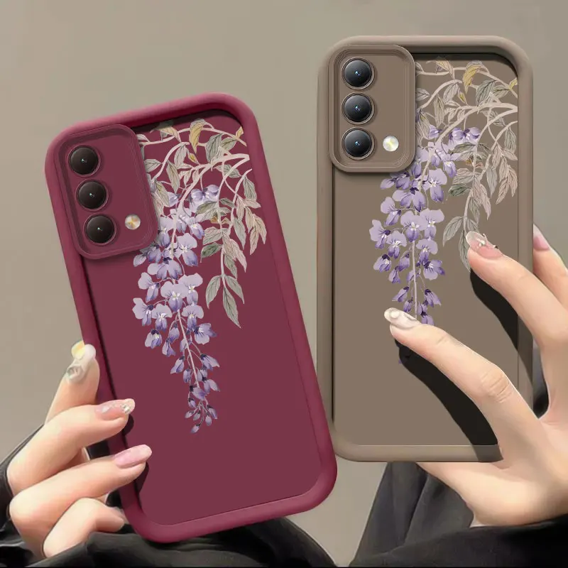 Чехол с фиолетовыми цветами и веткой для Infinix Tecno Spark GO 2024 2025 30C 20C 10 POP8 защита