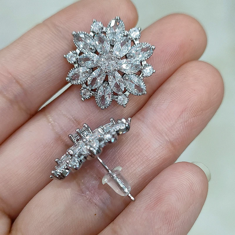 20mm flower  shape S925 silver  earrings ear stud D vvs white moissanite stone Earring earrings for jewelry woman gift