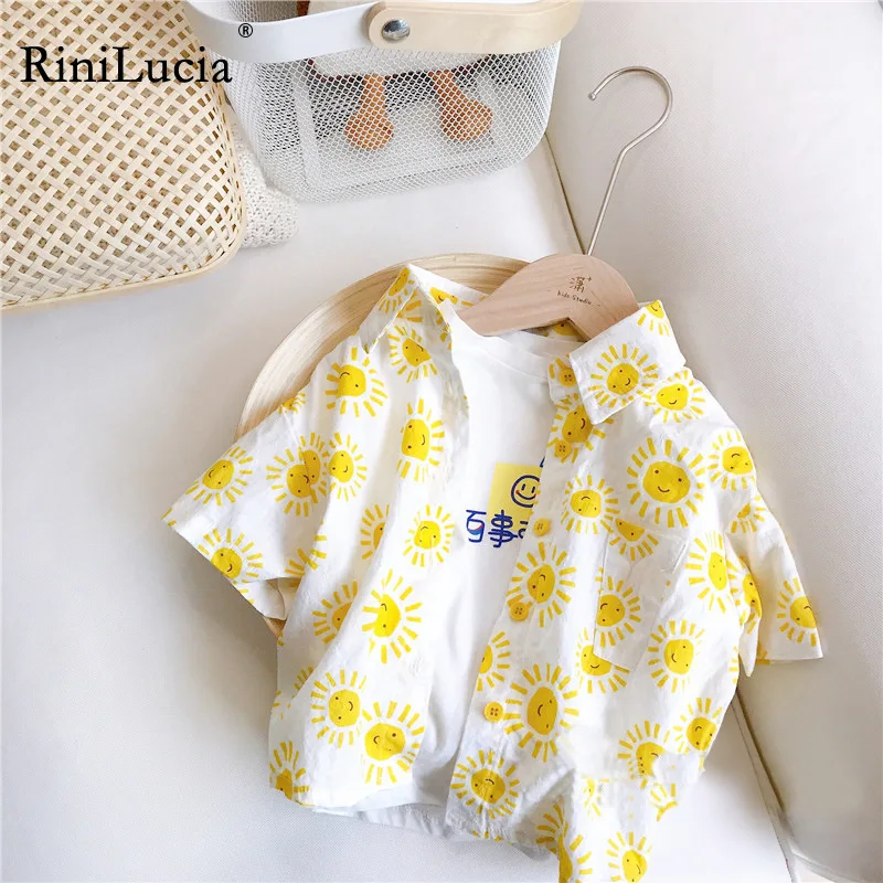 

RiniLucia Cotton Spring and Autumn New Lapel Shirt Baby Yellow Sun Casual Baby Shirt Korean Style Girls Shirt