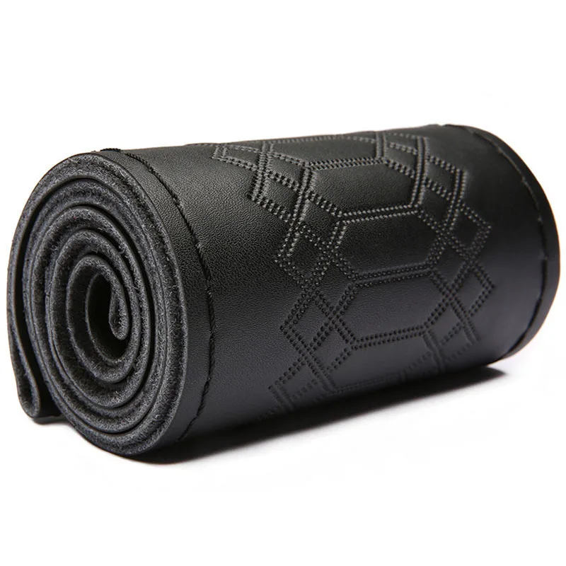 

Рельефная оплетка из натуральной кожи для рулевого колеса с иглами и ниткой 37, 38 см, Стайлинг автомобиля