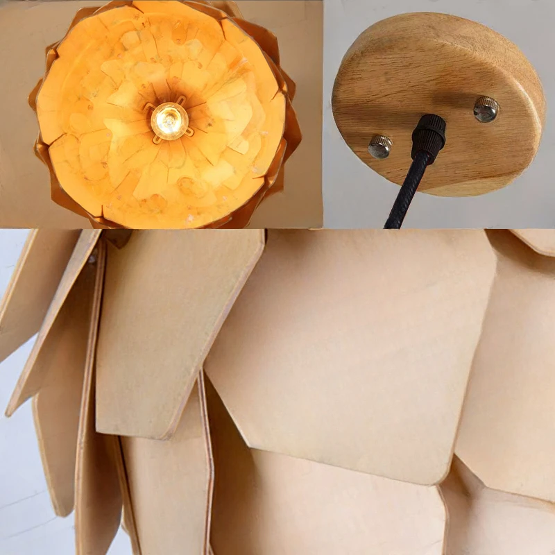 Современное искусство Дубовая сосновая шишка E27 Подвесные светильники Искусство