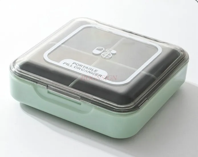 Портативный мини-контейнер для лекарств с четырьмя отделениями контейнер