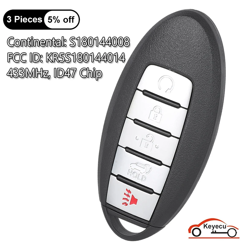 Брелок дистанционного управления с 5 кнопками 433 МГц чип ID47 для Nissan Pathfinder 2013-2016 Murano