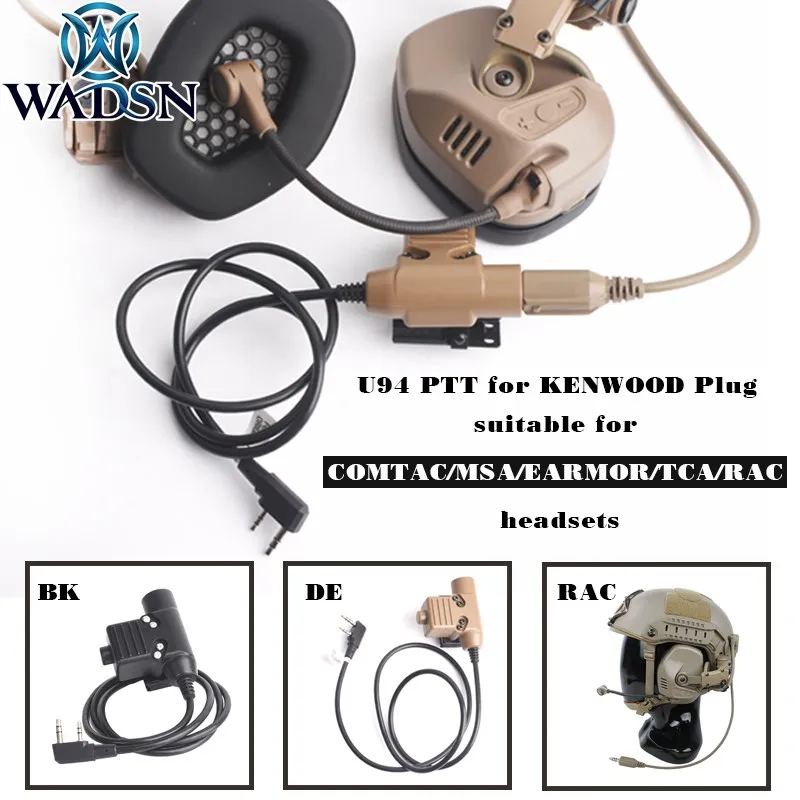 WADSN Airsoft U94 Tactical PTT Military Standard Version for TMC-RAC headset KENWOOD Plug RAC TMC Softair COMTAC Push-To-Talk