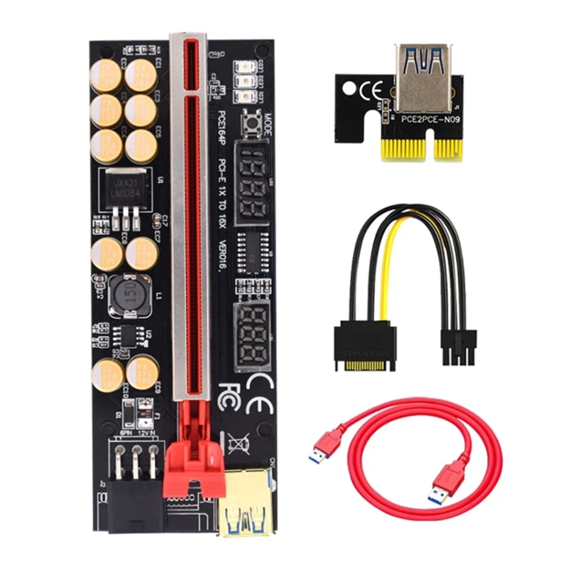 

Newest VER016 Riser 016 PCI-E Card Temperature Voltage GPU X16 6Pin USB Mining Riser PCIE Card For Video Card